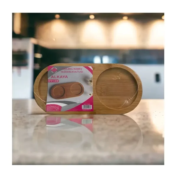 Bambu Yağdanlık Altlığı 2 Bölmeli Royaleks-Alk-1523