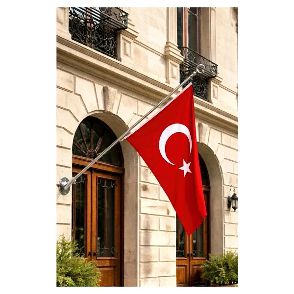 Bayrakal Bayrak Direği 130cm + Türk Bayrağı 70x105cm, Bina Cephe Direği, Balkon Bayrak Direği