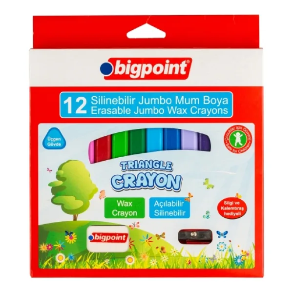 Bigpoint Wax Crayon Jumbo Silinebilir 12'li Mum Boya