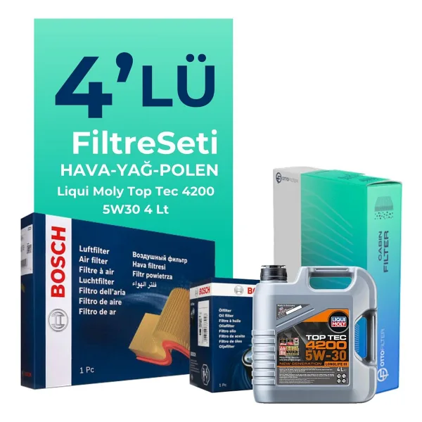 BOSCH Seat Ateca 1.4 TSi Filtre Bakım Seti Liqui Moly Motor Yağlı (2016-2018) 4 Lü