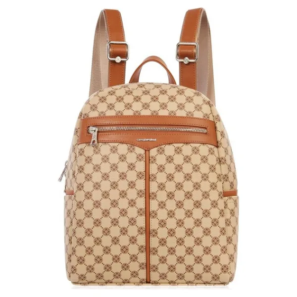 Cengiz Pakel Monogram Kullanışlı Kadın Sırt Çantası - 7368P - Vizon/taba - Vizon - Taba
