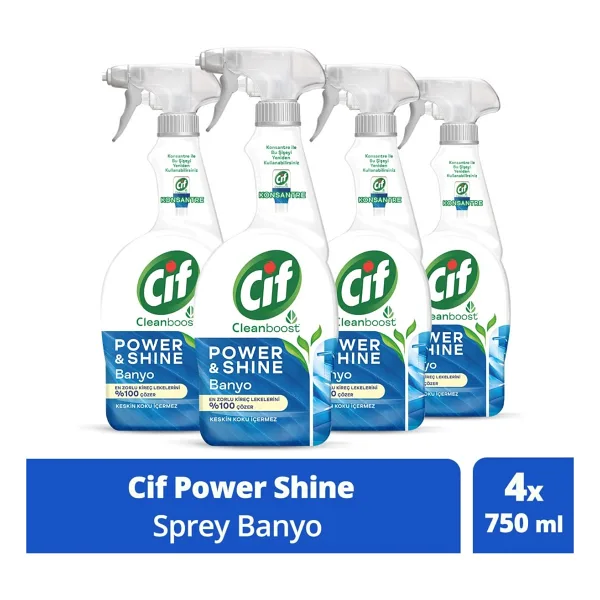 Cif Cleanboost Power & Shine Banyo Sprey Temizleyici 750 ml 4'lü