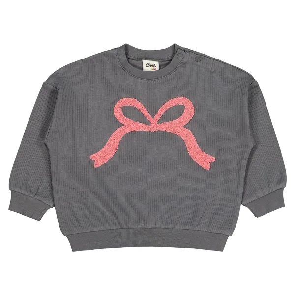 Civil Baby Fiyonk Nakışlı 6-18 Ay Sweatshirt - Gri 12-18 Ay