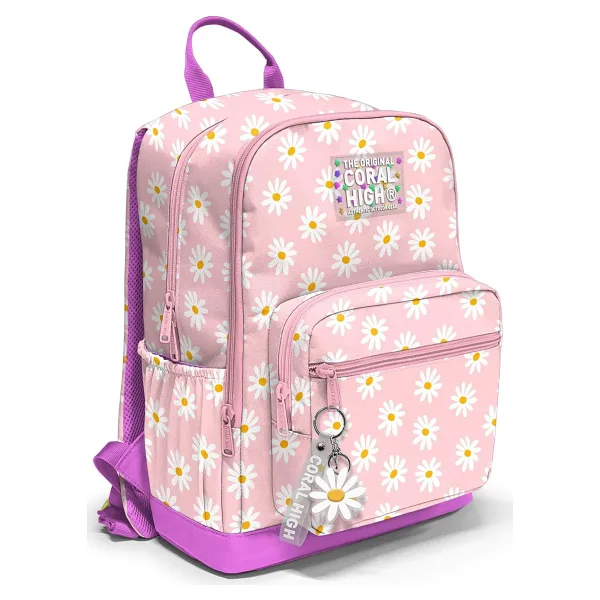 Coral High 33224 Papatya Desenli 4 Bölmeli Okul Sırt Çantası
