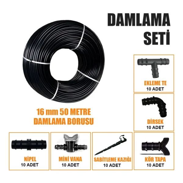 Delıklı 50 Metre Damla Sulama Sıstemı Damlama Borusu Ve Ek Parcaları Bahce Agac Fıdan Sebze Sulama Ekıpmanları Damlama Hortumu