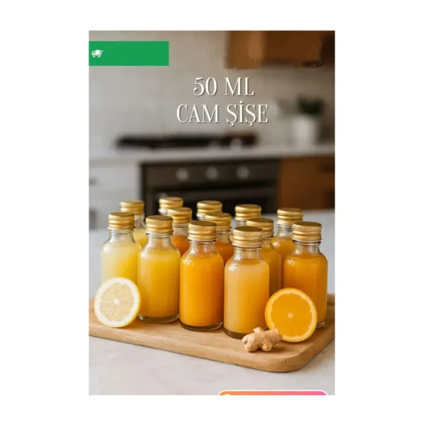 Dercam 12 Adet Şeffaf Cam Shot Şişesi Sızdırmaz Metal Kapaklı Koku Süs Çok Amaçlı Şişe 50ML