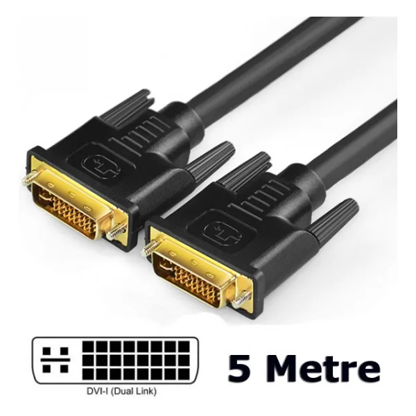 Dvi To Dvi Kablo Çift Filtreli Dvi-I Dual Link 24+5 Kablo 5 Metre