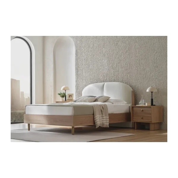 Enza Home Perge 4 Kapaklı Dolap + Komodin(2 adet) + Başlıklı Karyola (160x200 cm)