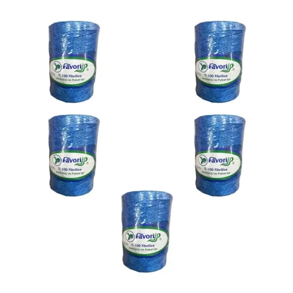 Favori İp 5000 Denye -0.8 Mm- Ambalaj ve Paket İpi Naylon Burgulu Örgü Çamaşır İpi - Mavi - 5 Adet