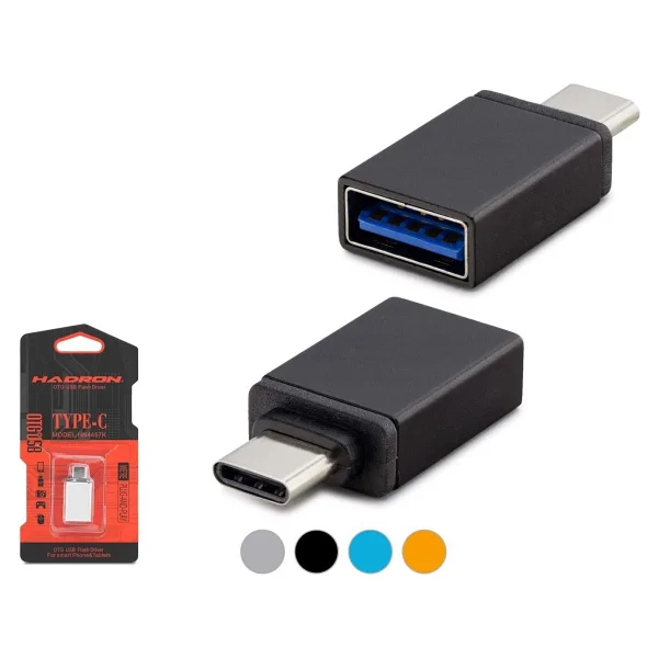 Hadron Otg Type-C To USB Çevirici Otg Type-C To USB Mavi Metal Kutulu Hadron HN4457K