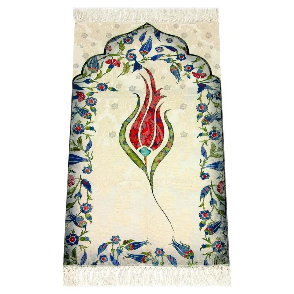 İhvan Online Çocuk Seccadesi - Lale Desenli - Kırmızı Renk