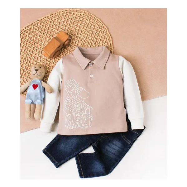 Kidex's Baby Erkek Bebek Polo Takım Kot Pantolon Üst İkili Takım