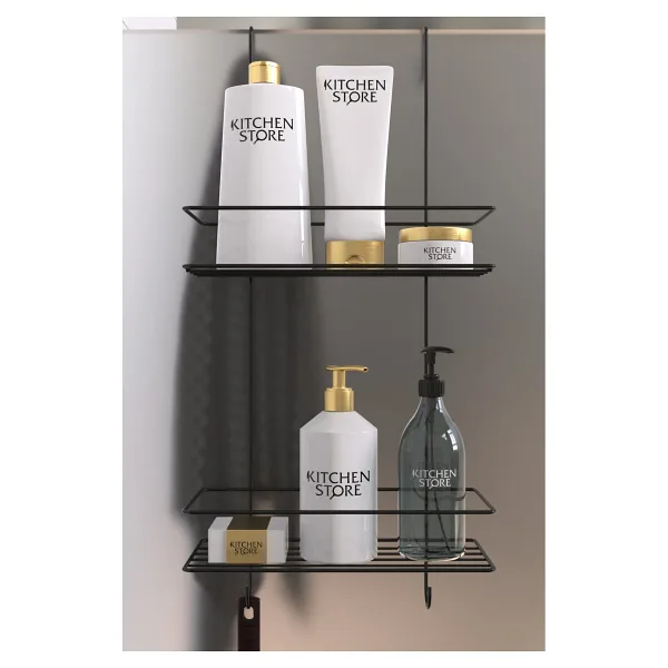 Kitchen Store 2 Katlı Askılı Banyo Duş Rafı - Sabunluk, Duşakabin & Şampuanlık Organizatörü Pratik ve Modern