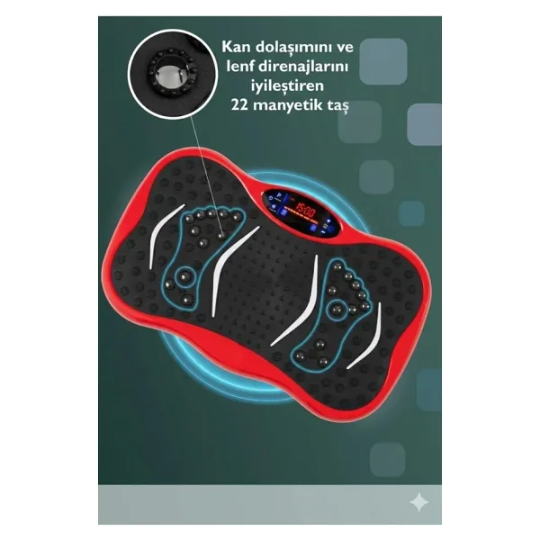 Konsolplus 3d 5 Programlı Titreşimli Spor Kondisyon Fitness Egzersiz Aleti Vipration Plates Kırmızı