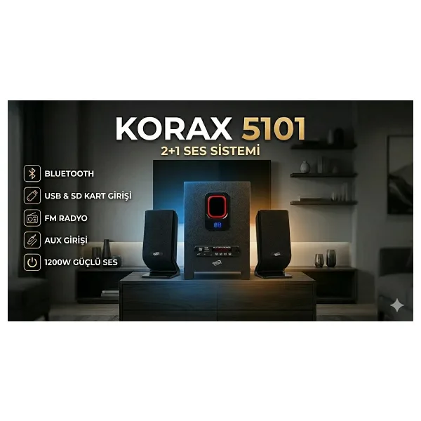 Korax 5101 1200 W 2+1 Bluetooth Müzik Seti