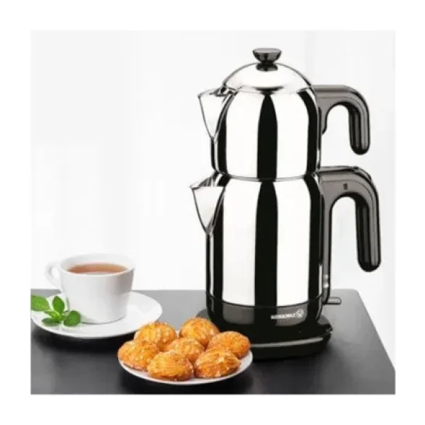 Korkmaz A369 Demtez Inox Siyah 1600 W Çelik Çay Makinesi