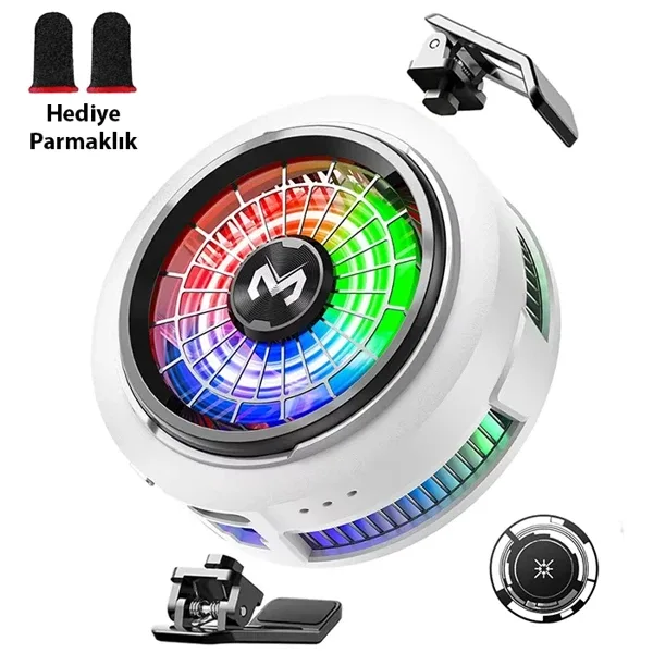 Memo CX20 iOS Android Soğutucu 20W Manyetik RGB Telefon Soğutucu -Anında Hızlı Soğutma,Sessiz Fan Soğutma
