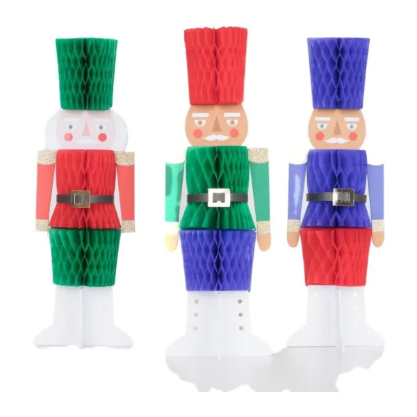 Meri Meri - Honeycomb Nutcracker Decorations - Nutcracker Dekorlar (3'lü)