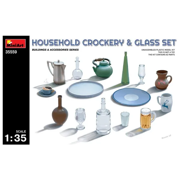 Miniart 35559 - Modellbauzubehoer Household Crockery ve cam set