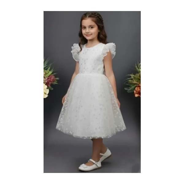 Mnk Baby&Kids Narince Kız Çocuk Abiye Elbise M00778 BEYAZ