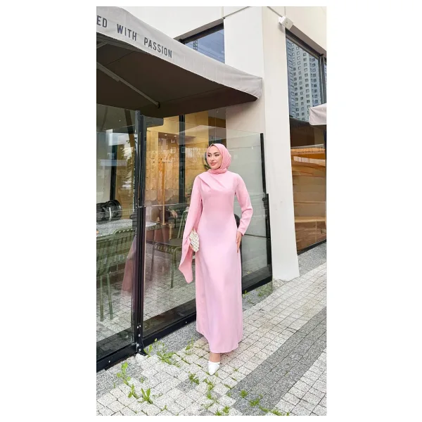 modadeywearst Kuyruk Detaylı Drapeli Tesettür Abiye Elbise