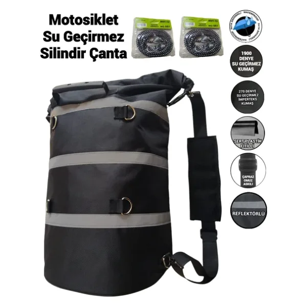 Motosiklet Su Geçirmez Silindir Çanta