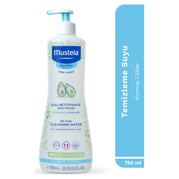 Mustela Organik Avokado Içeren Durulama Gerektirmeyen Bebek Temizleme Suyu 750 ml