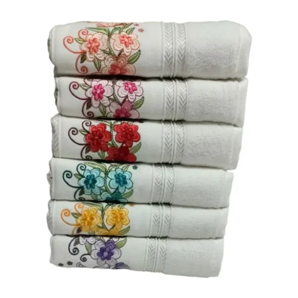 Özdilek 6 Adet Açelya Nakışlı Havlu Model 22-11 - Beyaz - 50 x 90 cm