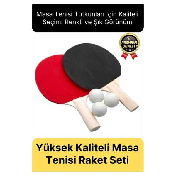 Özel Seri Yüksek Kaliteli Eğlence Oyun Renkli 2 Adet Raket 3 Pinpon Topu Masa Tenisi Raket Seti