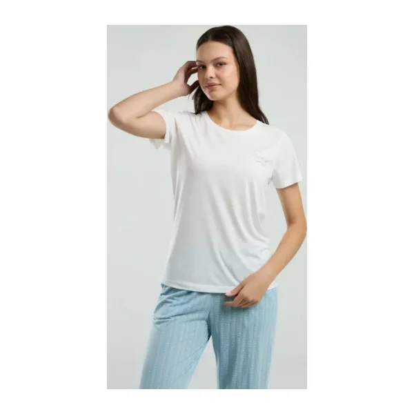 Pierre Cardin Kadın Beyaz Kısa Kol Pijama Takım