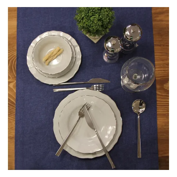 Porland Wavy Platin 60 Parça 12 Kişilik Yemek Takımı