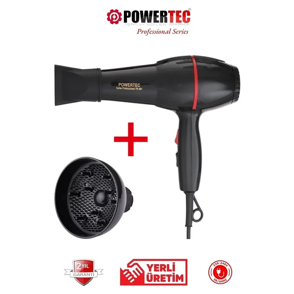 Powertec TR-801 Profesyonel 2000 W Saç Kurutma Makinesi + Vigo