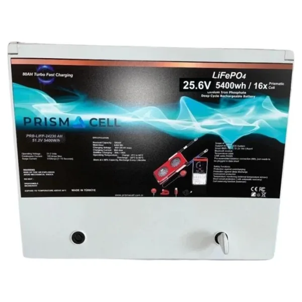 Prismacell Lifepo4 210Ah 25.6V Prizmatik Smart Bluetooth 5400W Akü