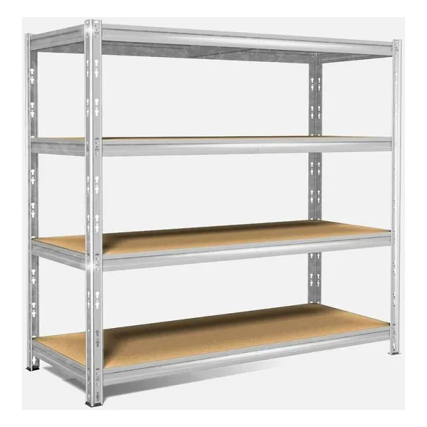 Regalux Metal - Ahşap 4 Katlı Raf 180X210X70 cm Gri