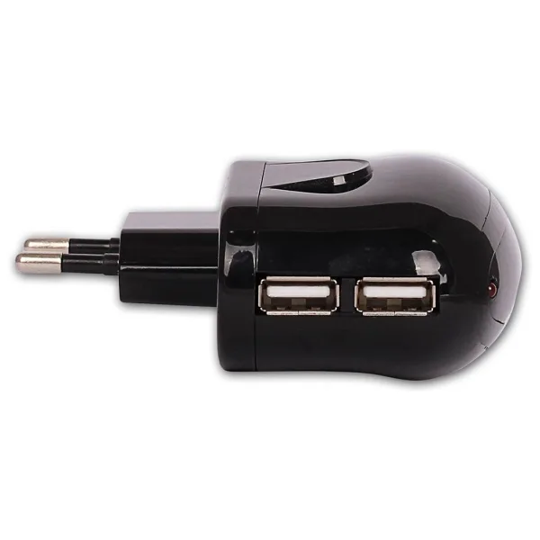 RETRO 5V 2.1A iPad, Tablet, Telefon USB Şarj Adaptörü - Siyah - Çift USB
