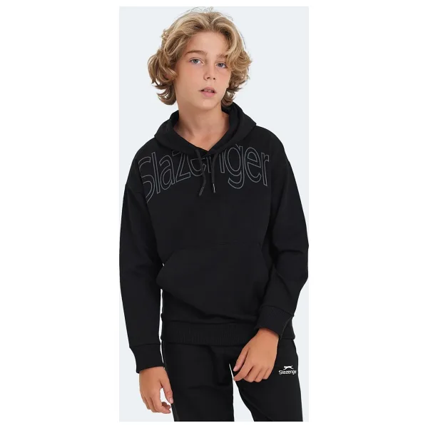 Slazenger Letto Kapüşonlu Siyah Çocuk Sweatshirt