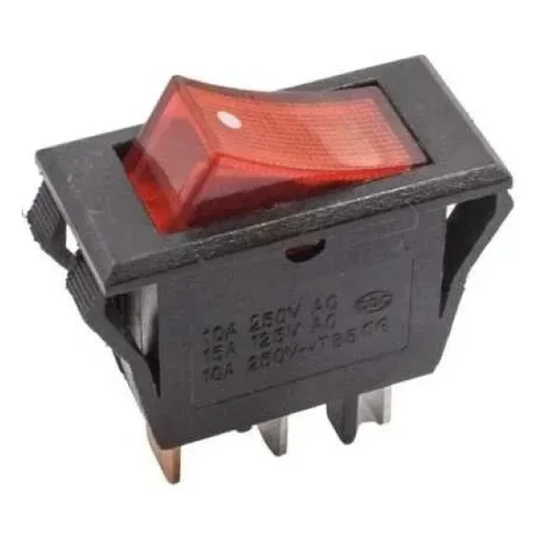 T85 Tekli Dar Işıklı On/Off Anahtar - Kırmızı