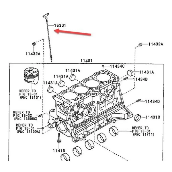 Toyota Verso Yağ Çubuğu (2004-2009) 1.6 153010D010
