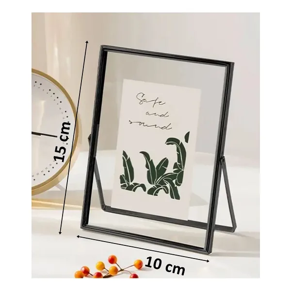 Verda Çerçeve 10x15 cm Metal Çerçeve! Şık Dekoratif Fotoğraf Çerçevesi! Ayaklı Çift Camlı Çerçeve