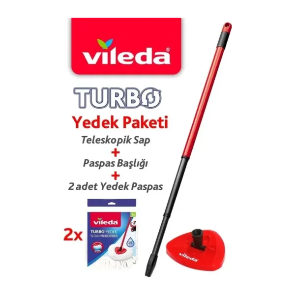 Vileda Turbo Sap + Classic Üçgen Başlık + 2'li Yedek Paspas