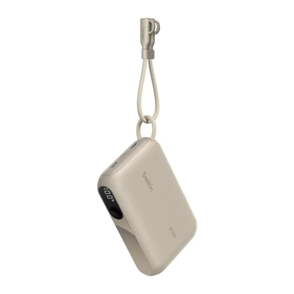 Belkin Taşınabilir Şarj Cihazı, 10K mAh USB-C İnce Güç Kaynağı, 2 USB-C Port, Dijital Pil Göstergesi, 20W Hızlı Şarj, iPhone 16, 15 Serisi, Samsung Galaxy S25, S24, Pixel 9, iPad ve Fazlası, Kum Rengi