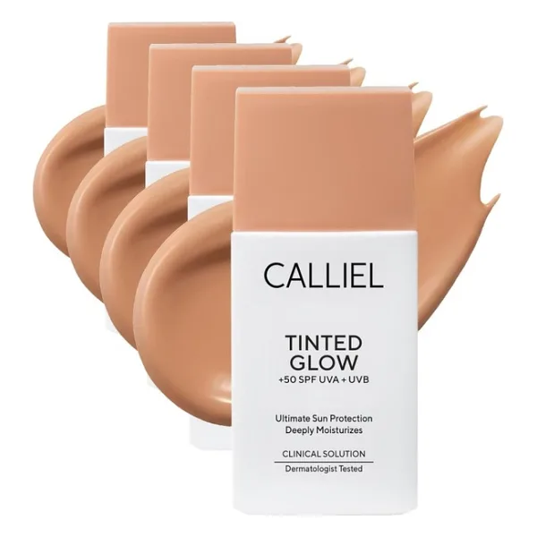 Calliel Günlük Renkli Likit Güneş Kremi Hafif Yapı Ton Eşitleyen SPF 50 - 02-50 ml (4 paketi)
