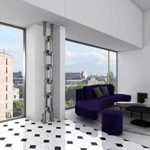 Carisa Link Floor Dikey Paslanmaz Çelik Radyatör Modern Tasarım Ayna Polisaj 230x24 Cm