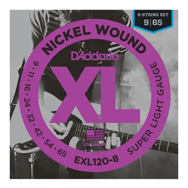 Daddarıo Exl120-8 Daddarıo Exl120-8 Elektro Gitar Tel Seti, 8 Telli, Xl, 9-65, Nıckel