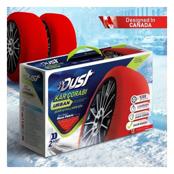 Dust Araç Lastiği Kar Çorabı Yüksek Kalite Kırmızı - XS