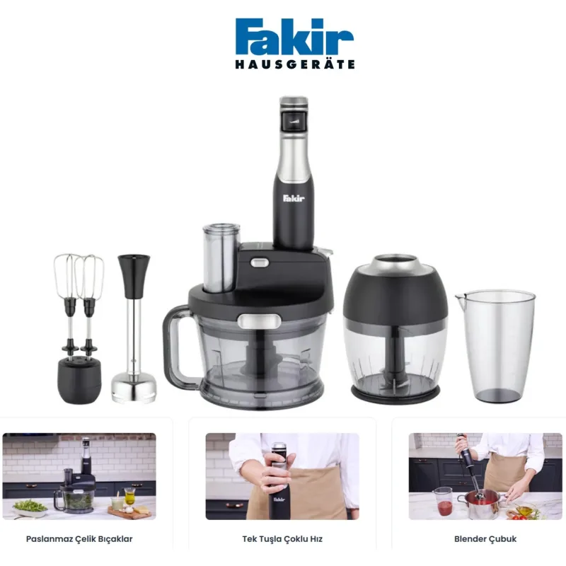 Fakir 1000W Fakir Speed Quadro Bpa Free Mutfak Robotu & Blender - Gümüş