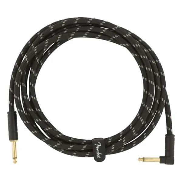 Fender Deluxe Series Instrument Cable Black Tweed Açılı - 3 metre Enstrüman Kablosu
