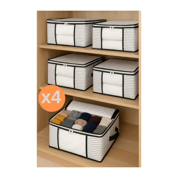 Formeya 4 Adet Lüks Pencereli Çok Amaçlı Dolap Düzenleyici Hurç Çorap Hurcu 34 x 22 x 22 cm
