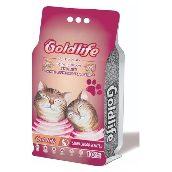 Goldlife Çiçek Kokulu 10 lt İnce Taneli Bentonit Kedi Kumu