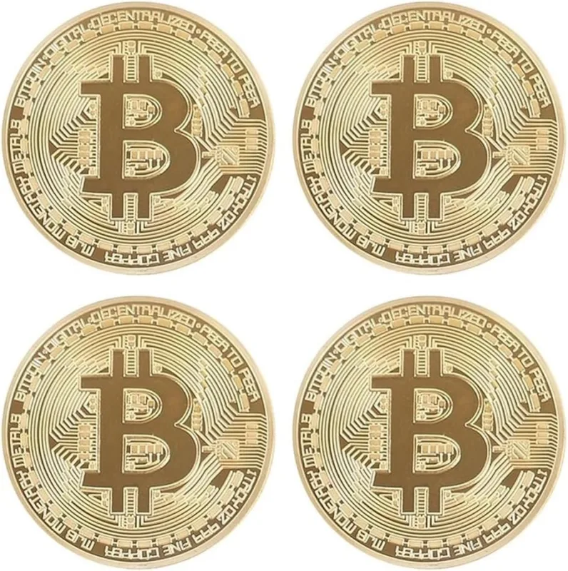 GüncelÇarşı 4 Adet Bitcoin Madeni Hatıra Parası Madeni Bitcoin Hediye Sikke Para